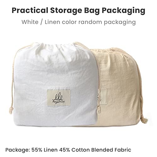 King Linens 100% Linen Fitted Sheet Stone Washed Solid Color - (1 Piece) 14 inch Deep Pocket Mattress Cover Soft Natural Breathable Farmhouse - Linen, King Size 6