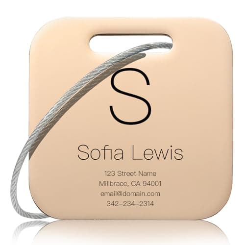 Customized Stainless Steel Luggage Tags: Personalize Your Suitcases, Backpacks, and Bags with Your Text (Rose Gold)