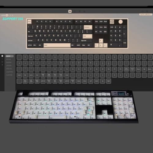 ZUOYA GMK104 Mechanical Keyboard Barebones,VIA Programmable Wireless BT5.0/2.4G/Type-C Gasket Mounted HotSwap Custom Barebones Keyboard Kit Full Size RGB Gaming DIY Key Board with Screen&Knob (White) 5