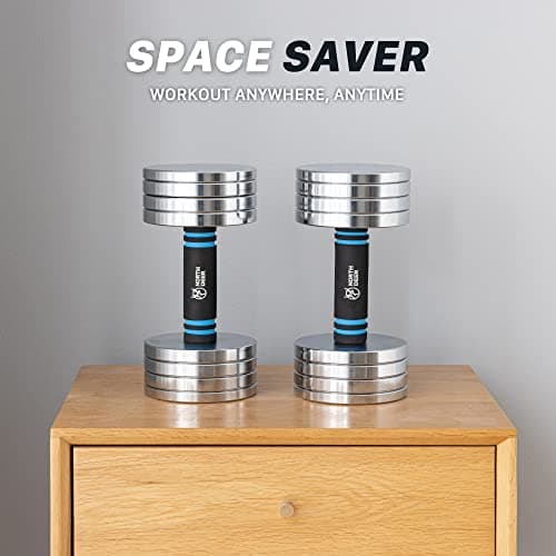 Northdeer 2.0 Upgraded Adjustable Steel Dumbbells, 40Lbs Free Weight Set with Connector, 2 in 1 Dumbbell Barbell Set, Home Gym Workout for Men and Women - Sliver 7