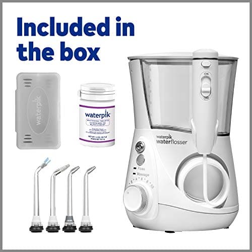 Waterpik Whitening Professional Water Flosser, Electric Power With 10 Settings, 30 Whitening Tablets, Whitens Teeth Gently, White WF-05 7