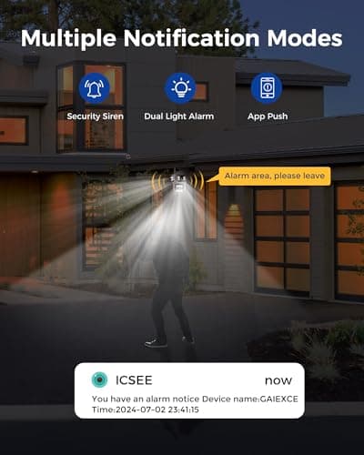 GAIEXCE 4K Security WiFi Camera Outdoor with Three Lens, Wired Plug-in | 8MP Auto Tracking 360 View Indoor Home Security Camera, AI/Motion Detection, Color Night Vision, 2-Way Audio, SD/Cloud Storage 7