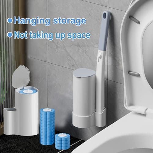 Ucaimao 2 Pack Disposable Toilet Brush and Holder Set,Extended Handle with 48 Cleaner Refills Toilet Brush for Toilet Bowl Cleaners,Bathroom Cleaning, Bathtub - Blue (Ocean Fresh Scent) 6