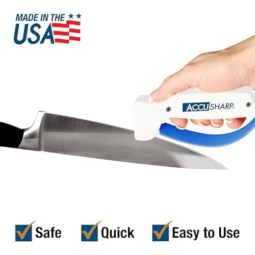 AccuSharp Knife Sharpener, Ergonomic Comfortable Handle, Compact & Easy to Use, Restore and Hone Straight & Serrated Knives, White 5