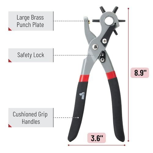 UNCO Leather Hole Punch Tool - Multi Size Punch for Belts & Leather - Belt Punch for Leatherwork 5