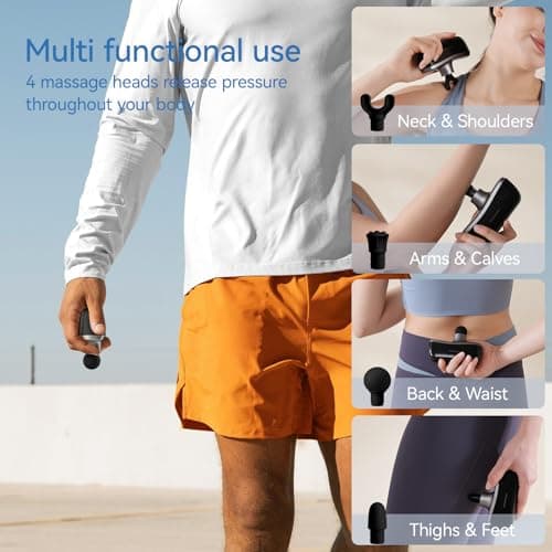 KingPavonini Mini Massage Gun with All-in-One Storage Case, 0.5 LBS Pocket-Sized Small Massage Gun Deep Tissue, Portable Percussion Massager for Travel, Gym 6