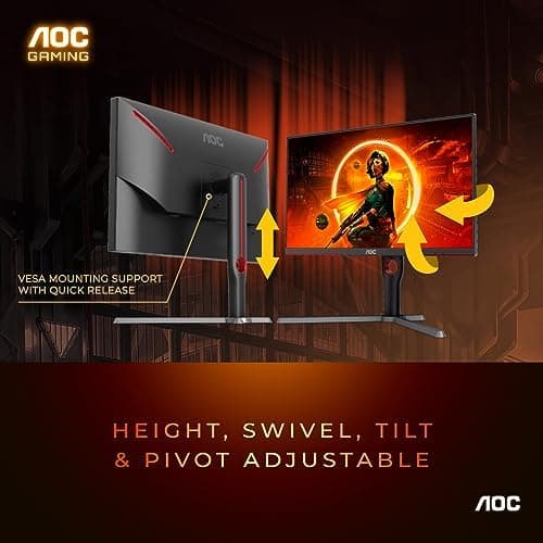 AOC Q27G3XMN 27" QHD Gaming Monitor, 2560x1440, Mini LED, 180Hz 1ms GtG, HDR 1000, sRGB137.5%, HDMI 2.0 x 1, DisplayPort 1.4 x1, Adaptive Sync, 3-Year Zero-Bright-dot 6