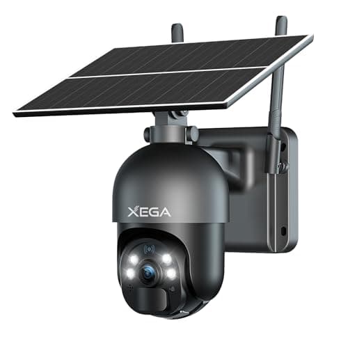 Xega 4G LTE Cellular Security Camera Outdoor Solar Camera Wireless Built-in SIM Card, 2K HD Color Night Vision PTZ 360° View, Smart PIR Motion Detection, 2-Way Talk, No WiFi, IP66