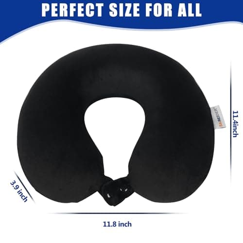 SAIREIDER Travel Pillow 100% Pure Memory Foam Travel Neck Pillow, Airplane Pillow for Traveling、Car、Home、Office，Washable Cover（Black） 6