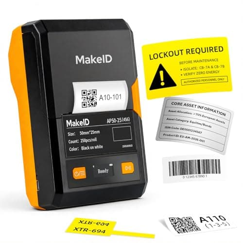 Makeid EP53 Portable Industrial Label Maker, 2" Print Head Bluetooth Label Printer, Mobile APP & PC Editor Compatible, 2000mAh Li-ion Battery, Come with 1" H x 2" W Label for Job Sites
