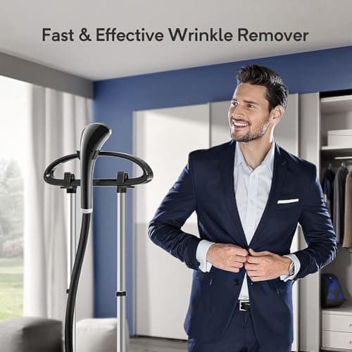 Gerank Steamer for Clothes, 1500W Standing Garment Steamer with 35s Fast Heating, 2.5L Water Tank for 1.5H Steaming, Adjustable Height Stand with Clothes Hanger, Professional Wrinkle Removal 7