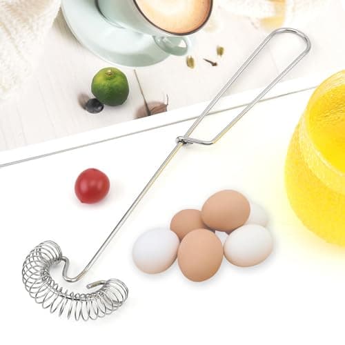LGNOVQ 2 Pack Stainless Steel Spring Coil & Flat Whisks - Scandinavian Handheld Design for Eggs, Cream, Sauces, Gravy - Spiral Whipper Blender Beater Cooking Tools 6