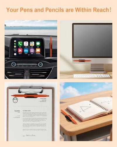 Tiizze 10 Pack Adhesive Pencil Holder for Desk, Silicone Pen Holder for Wall, Clipboard & Laptop with 15 Upgraded Sticky Pads, Rugged Grip Pencil Holders for Classroom Teacher Essentials (Black) 6