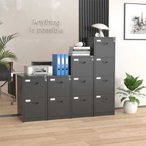 Metal 2 Drawer File Cabinet with Lock, Heavy Duty Filing Cabinet, Black Locking File Cabinet for Home Office, Vertical Steel File Storage Cabinet for Hanging Letter/Legal/A4/F4 Size-Assembly Required 8