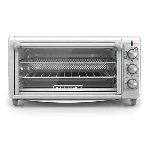 BLACK+DECKER Crisp 'N Bake Air Fry Countertop Convection Toaster Oven, XL Capacity, 8-Slice, 5-in-1, Fits 9” x 13” pan,12” Pizza, 60-Min Timer, Bake, Broil, Air Fry, Toast, Keep Warm, Stainless Steel 9