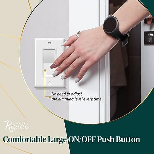 TOPGREENER Kalide Dimmer Light Switch, LED Dimmer Switch, Full Range Dimming, Single Pole/3-Way, 120VAC, 60Hz, 300W LED/CFL, Neutral Wire Not Required, Wall Plate Included, White 6