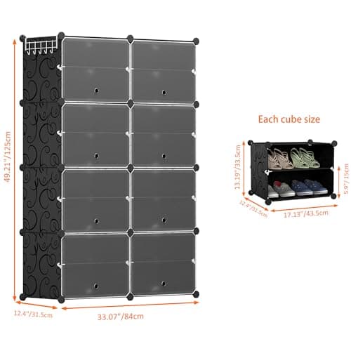HOMIDEC Shoe Rack, 8 Tier Shoe Storage Cabinet 32 Pair Plastic Shoe Shelves Organizer for Closet Hallway Bedroom Entryway 3