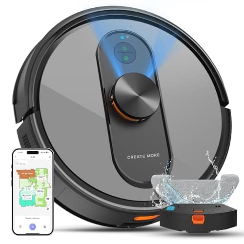 eitton Robot Vacuum and Mop with Mapping, 5000Pa Robotic Vacuums with LiDAR Navigation,No-Go Zones,Wi-Fi/App/Alexa Control, Self-Recharging Vacuum Robot for Pet Hair,Hard Floor,Carpet
