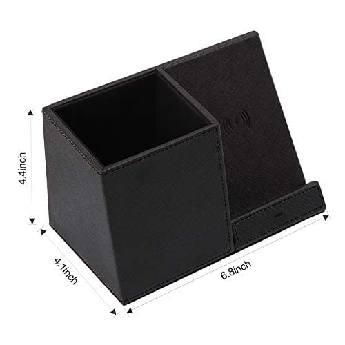 COSOOS Fast Wireless Charger with Desk Organizer, Desk Phone Charger Compatible with 15/15 Pro/15 Pro Max/14/13/12/11/XS/8 Plus, Galaxy S21/S20+/S10/Note 10/Note 9/(No AC Adapter) 8