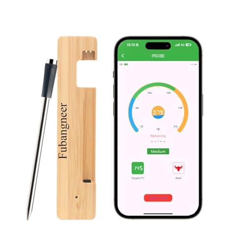 Smart Bluetooth Meat Thermometer with Magnetic Mount, Wireless Digital Food Thermometer, App Controlled, IP68 Waterproof, Long Range for BBQ Grill Oven Smoker, Compatible with iOS & Android