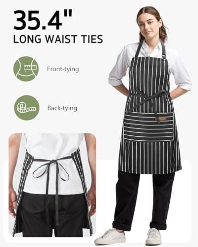 Syntus 2 Pack Kitchen Aprons, Apron for Cooking with 2 Pockets for Men Women Adjustable Bib Chef Apron 5