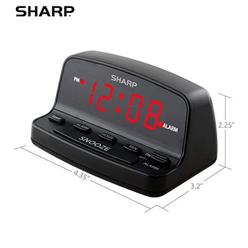 Sharp Digital Alarm Clock with Keyboard Style Controls, Battery Back-up, Easy to Use with Simple Operation, Black Case with Red LED Display 5