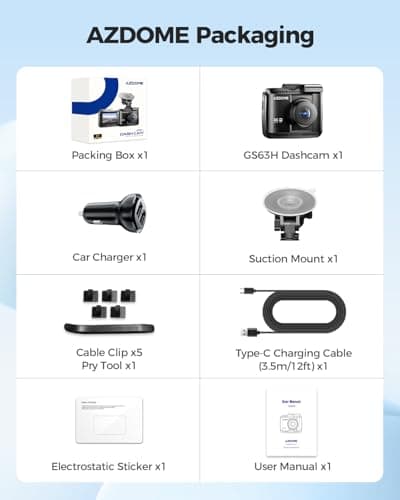 AZDOME GS63H 4K Dash Cam Built-in WiFi 6 GPS Car Dashboard Camera Recorder with STARVIS Night Vision, UHD 2160P, 150° Wide Angle, WDR, G-Sensor, Loop Recording, 24H Parking Mode 7