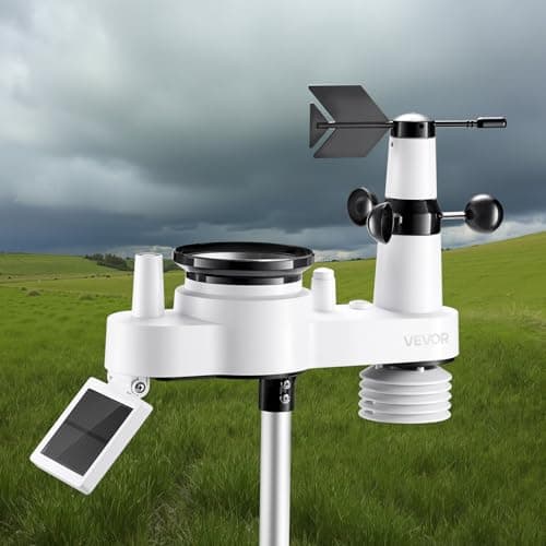 VEVOR 7-in-1 Wi-Fi Weather Station with APP, 7.5-Inch VA Display, Wireless Solar Powered Outdoor Sensor, Rain Gauge, Indoor Outdoor for Weather Forecast, Wind Speed, Temperature, Humidity, Rainfall 8