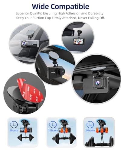 Double Sided Adhesive Sticky Pads for Dash Cam 4PCS, 2.83" Square & 2.2" Round Heat-Resistant Heavy Duty Mounting Tape Kit, Universal Car Windshield Sticker for GPS/DashCamera Suction Cup Mount 5