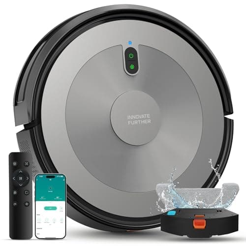 Robot Vacuum and Mop - Robotic Vacuums Cleaner 3000 Pa Strong Suction, Smart Efficient Navigation, Automatic Recharge, Anti-Fall, 6 Cleaning Modes, Pet Hair Removal, App/Alexa/Voice Control