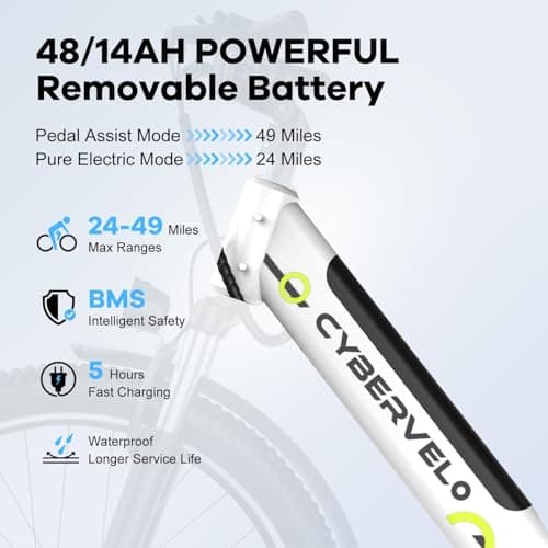 Cybervelo 1000 Peak Electric Bike for Adults,up 80 Miles Removable Battery Ebike, 26" Electric E Bike with 7-Speed,Adult Electric Bicycles for Commute Beach Snow Womens/Man All Terrain 6