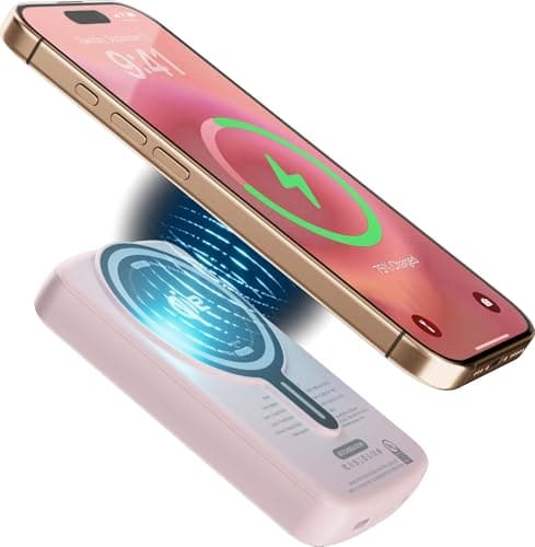 Casely Power Pod Max | Battery Pack Compatible with MagSafe | Light Pink | MagSafe Charger for iPhone 10,000 mAh 8