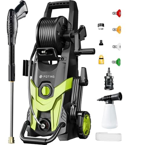 4500 PSI 3.2 GPM Power Washer 58FT Total Long with 4 Quick Connect Nozzles, Inlet Hose & Filter& Foam Cannon for Cars/Driveways/Home Cleaning/Fences