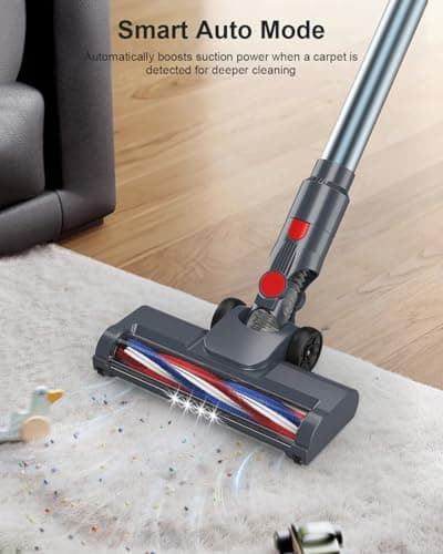 GGV Cordless Vacuum Cleaner, 60 Mins Runtime Vacuum Cleaners for Home, Stick Vacuum Self-Standing, Wall Mount Charging, 3 Mode Handheld for Pet Hair/Carpet/Floor 5