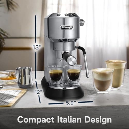De’Longhi Dedica Arte Espresso Machine with My LatteArt Steam Wand (Milk Frother), 15-Bar Pump & 3-Level Temp Control - Compact Espresso Maker for Latte & Cappuccino - Italian Stainless Steel Design 6