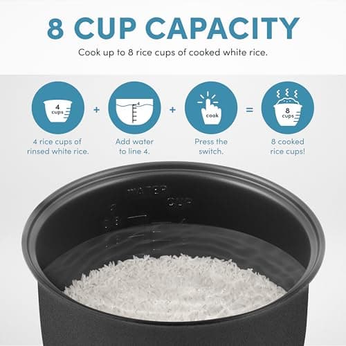 AROMA® CoreCoat™ Digital Rice Cooker & Steamer for Brown Rice with Nonstick Ceramic Coating (8 Cups Cooked, 4 Cups Uncooked) 5