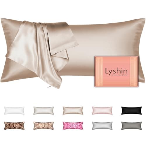 Silk Body Pillow Cover with Zipper, Mulberry Silk Pillow Cases Body Size Ultra Smooth and Soft Breathable Cooling Silk Satin Body Pillowcase for Hair and Skin (20x54 Inches, 1 Pack)