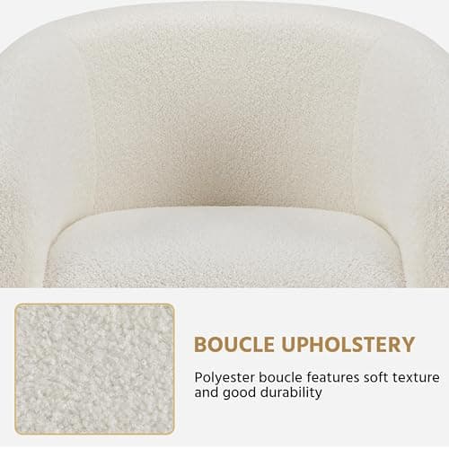 Yaheetech Barrel Chairs, Furry Accent Chairs with Soft Padded Armrest for Living Room Bedroom Waiting Room Office, Set of 2, Ivory 6