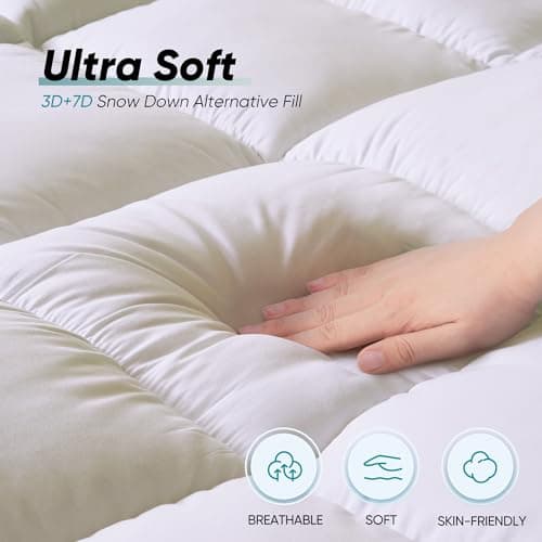 Memory Foam Mattress Topper Queen Size, Dual Layer 4 Inch Mattress Pad,2 Inch Gel Memory Foam Plus 2 Inch Pillow Top Cover with 8-21 Inch Deep Pocket 5