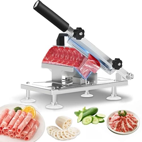 Manual Frozen Meat Slicer, Upgraded Stainless Steel Meat Cutter for Beef Mutton Bacon Home Food Slicing Machine for Hot Pot BBQ sandwiches pizza