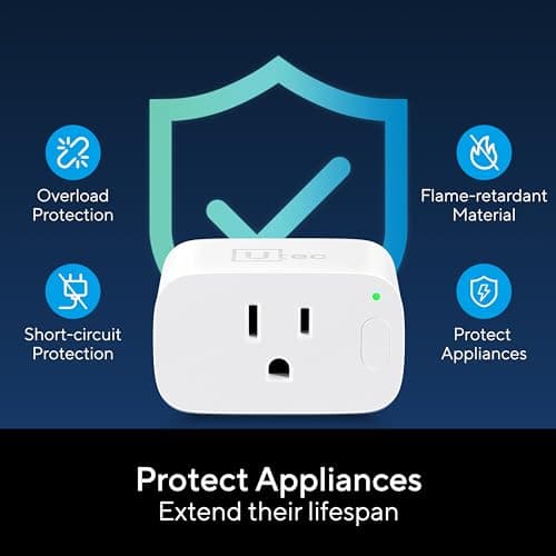 U-tec Smart Plug, Smart Home Wi-Fi Mesh Outlet, 15A Ultra Efficient Smart Plug Compatible with Alexa, Google Home & IFTTT, No Hub Required, 2.4GHz Wi-Fi Only, Remote Control, ETL Certified, 1Pack 8