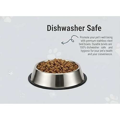 Loving Pets Stainless Steel Non-Tip Dog Bowl – Heavy Duty No Spill Dog Bowl with Removable Rubber Base – Durable, Non-Skid Stainless Steel Dog Food Bowl & Dog Water 7