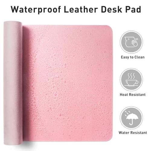 Aothia Leather Desk Pad Protector, Mouse Pad, Office Desk Mat, Non-Slip PU Leather Desk Blotter, Laptop Desk Pad, Waterproof Desk Writing Pad for Office and Home (23.6" x 13.7", Fairy Pink) 6