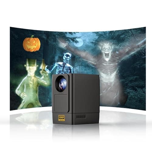 [Halloween Projector] AAXA L500 Projector HP Edition for Haunted Windows, 5 Pre-Loaded Hologram Movies, 1080p, Wireless Mirroring iPhone Android, Streaming Apps, 10W Speakers BT & WIFI HDR (Renewed)