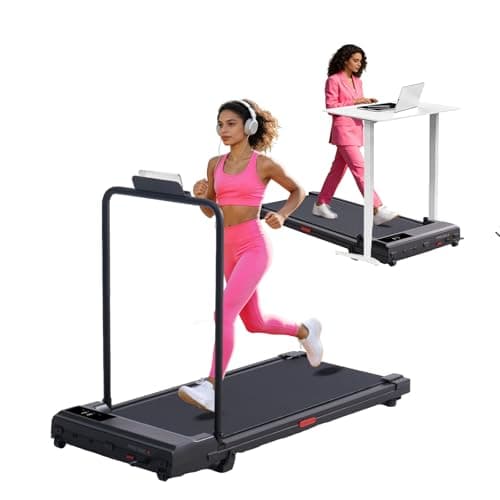 Foldable Treadmills for Home with Handles, Portable Folding Walking Pad Treadmills for Home Small, 3.0HP Walking Pads with Handle Bar, Small Electric Treadmill with LED Display, 320LBS