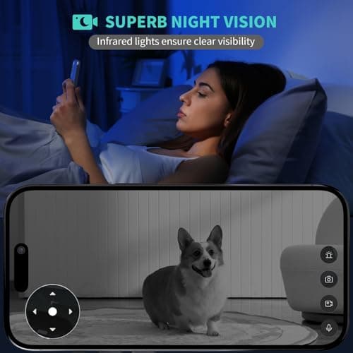 Alaga Indoor Security Camera Black, 5G and 2.4G WiFi, 3K, 360° Pan and Tilt, Human, Pet, Motion AI, Night Vision, Speaker, Compatible with Alexa and Google Assistant, with 64G TF Card 6