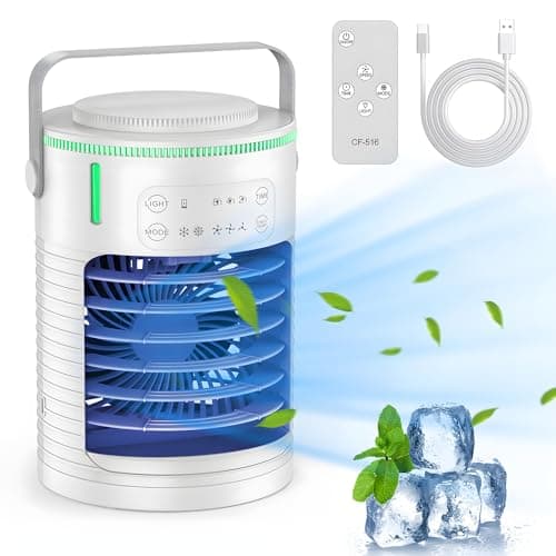 Antetek Portable Air Conditioners Fan with 3 Speeds 7 Colors,Small Mini Ac Unit for Bedroom - Air Cooler for Room - Car Ac - Mini A/C for Office Outdoor Camping