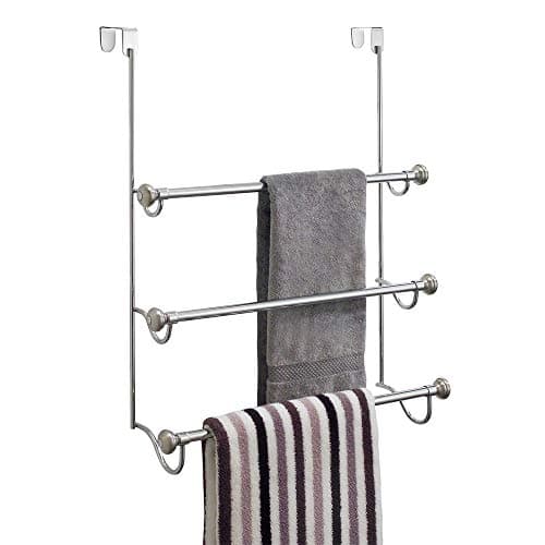 iDesign Over the Door Towel Rack, The York Collection, 1.5” x 7” x 22.8”, Brushed Nickel