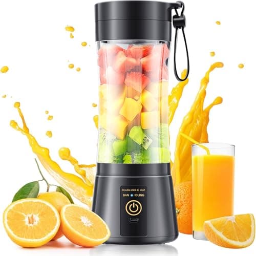 Portable Blender for Smoothies and Shakes - Personal Size Mini Blender with 380Ml Travel Cup, 6 Stainless Steel Blades for Powerful Blending, Fresh Fruit Juicer for Home/Travel