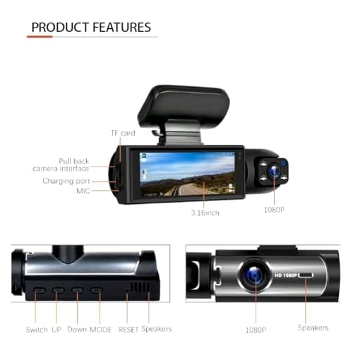 Vital Dash Cam 2025, Car Camera - Front and Rrear with 1080p Night Vision, Vigil Dash Cam 24h Parking Mode, 32G Memory Card (DashCam+32G Memory Card) 8